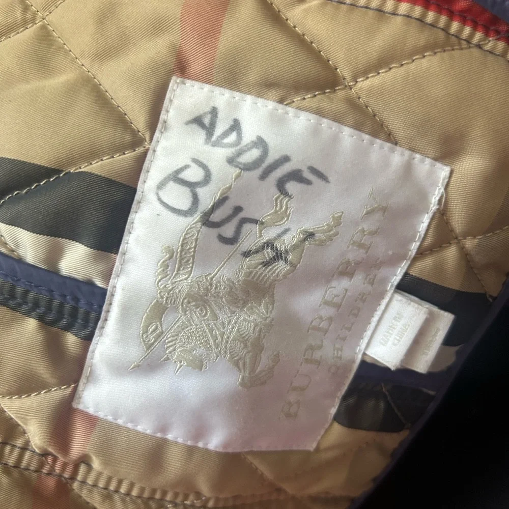 Navy Blue Burberry Quilted Children’s Jacket  6Y Classic Plaid Preppy Designer - Picture 11 of 13